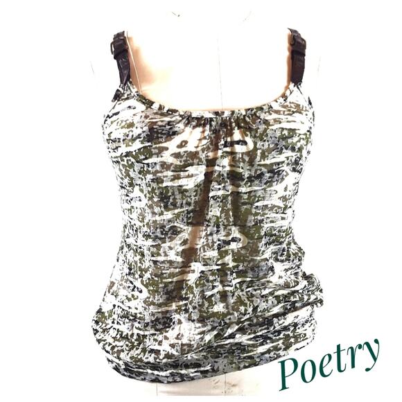 POETRY Camouflage Knit Tank Size S Adjustable Straps Mesh Outdoors Gorpcore - Picture 1 of 8